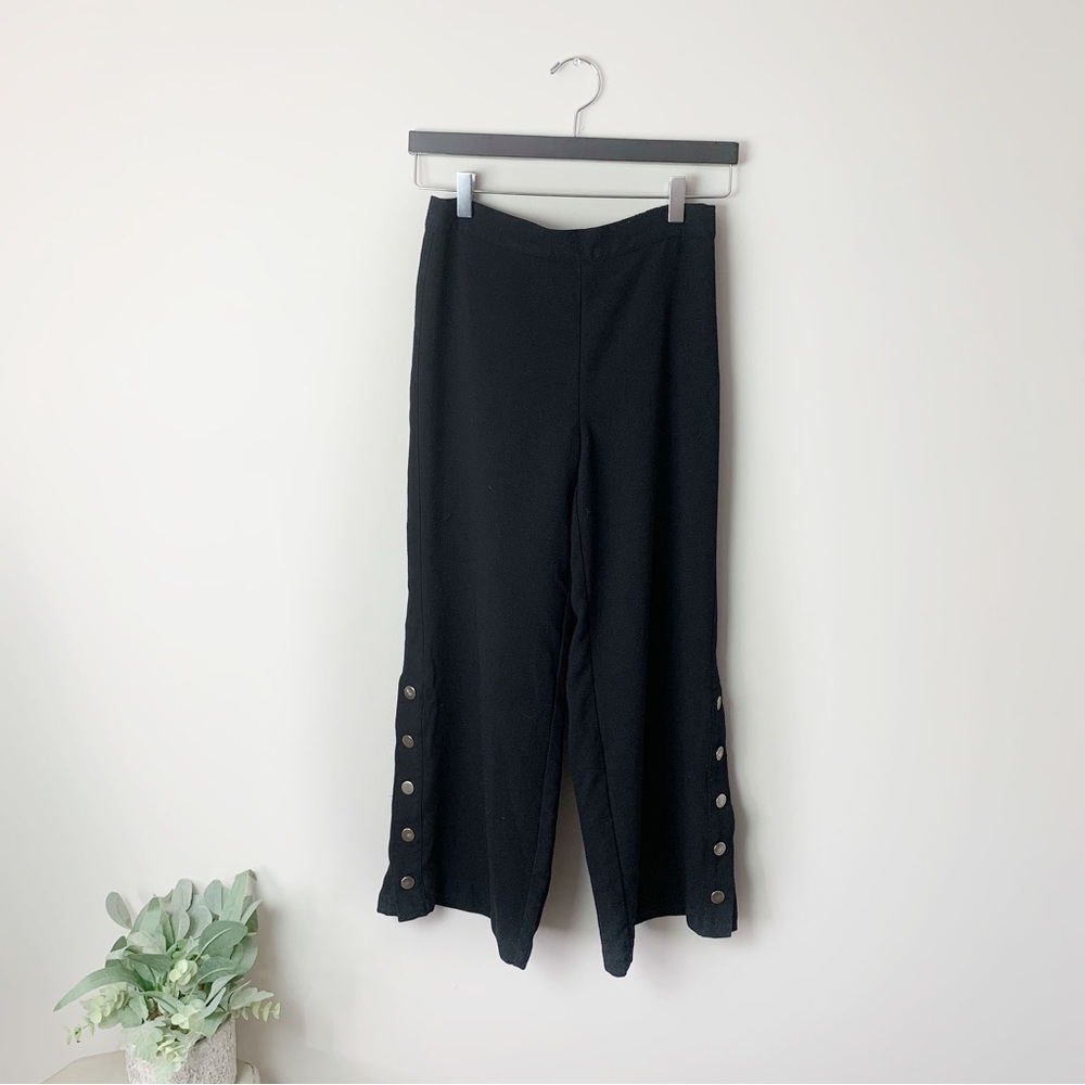 [Who What Wear] Black Snap Button Wide Leg Pants